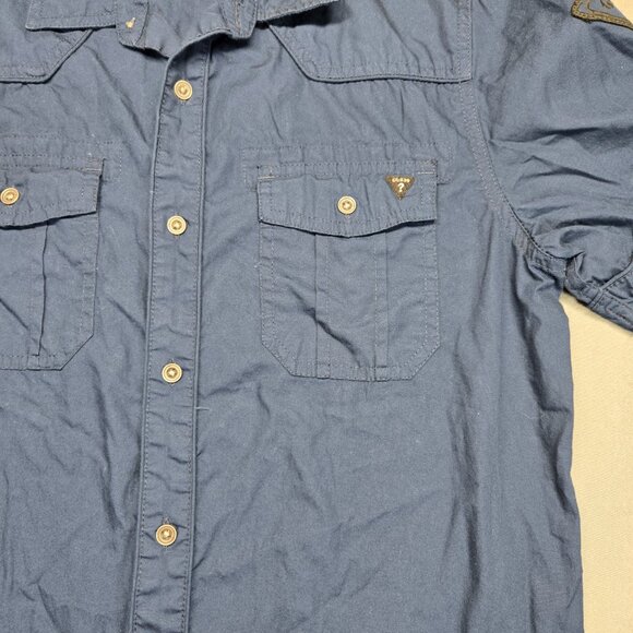 GUESS Men’s Blue Short Sleeve Button Up Shirt Size M - Picture 7 of 13